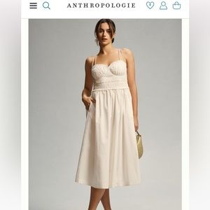 By Anthropologie Corset Midi Dress in White - Size Medium NEVER WORN